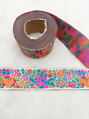 Floral Jacquard Saree Border, Woven Thread Work Trim, Jacquard Trimming Decorative Trim